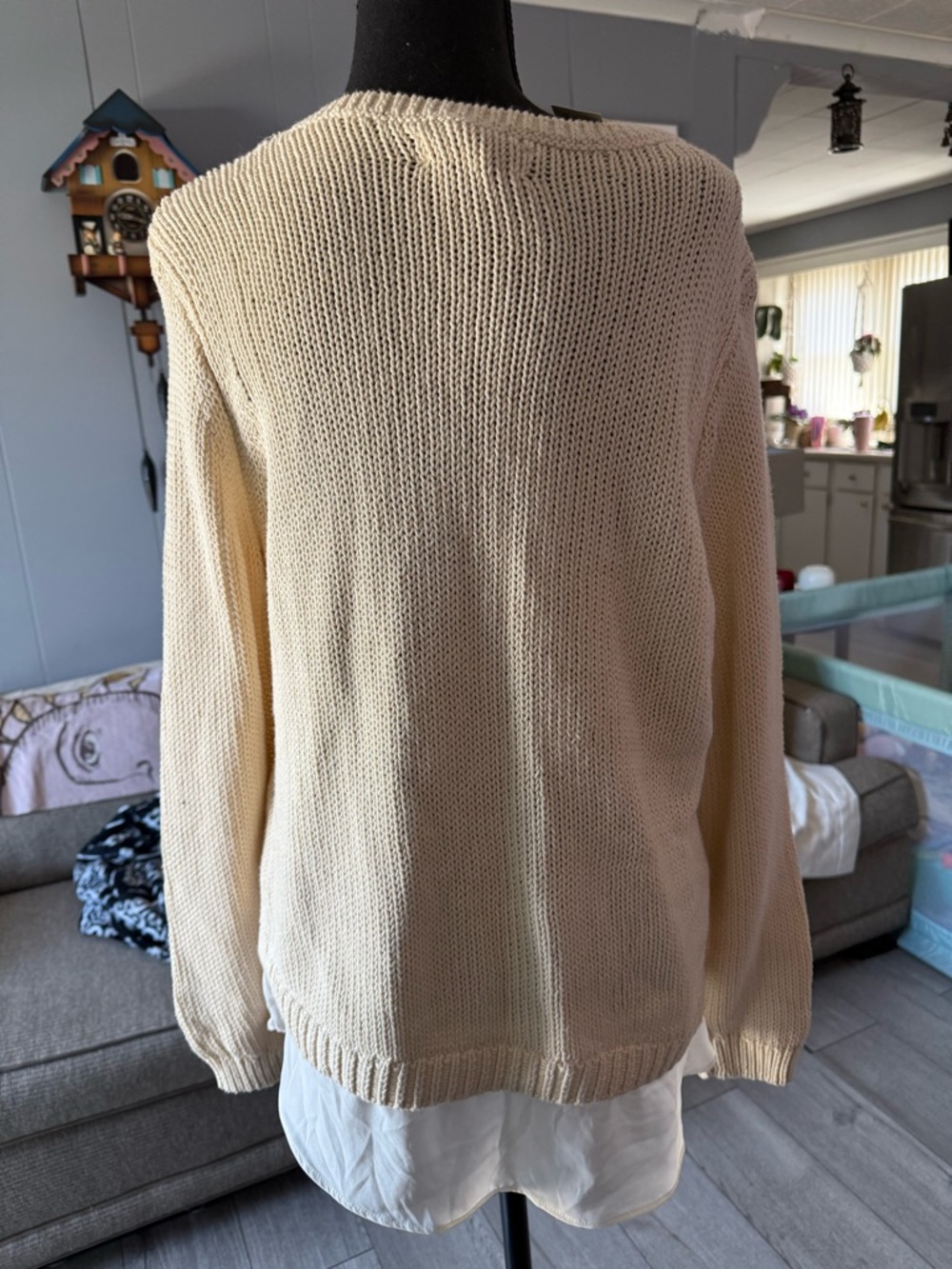 LOFT Cream Knit Boatneck Sweater - Picture 2 of 3